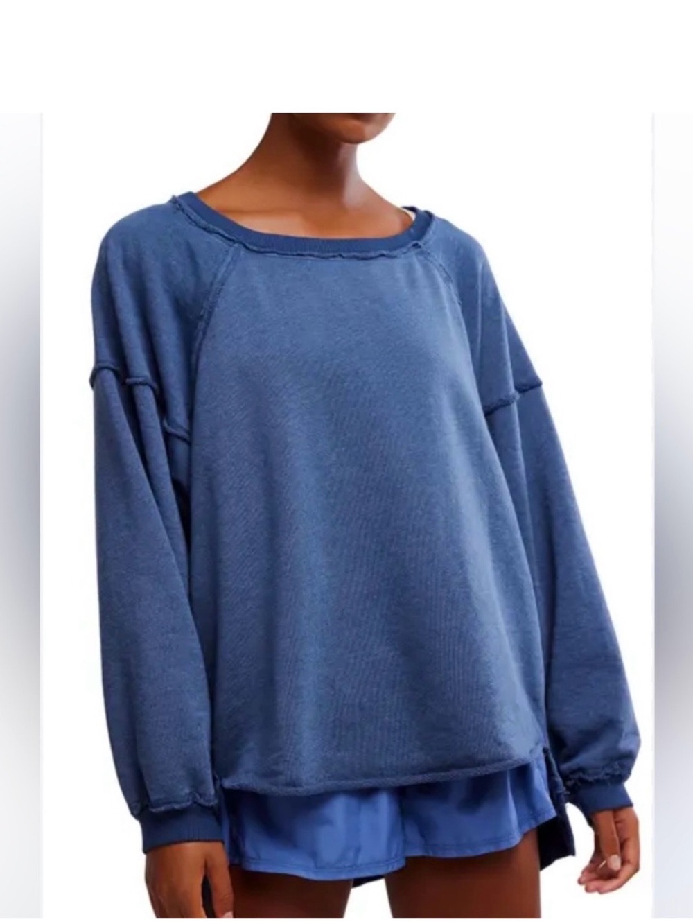FP Movement by Free People Washed Blue Scoop Neck Pullover Sweatshirt